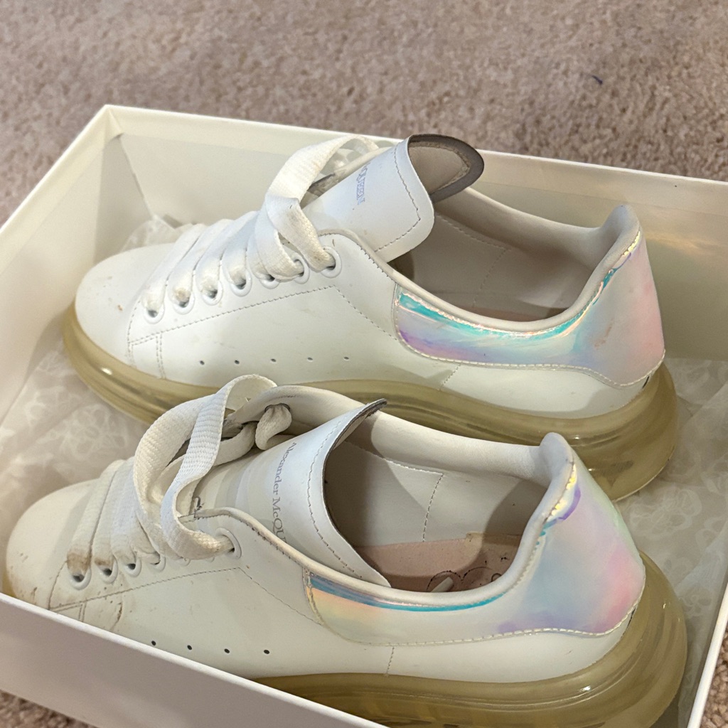 Alexander Mcqueen White Oversized Sneakers Size 38 Designer Platform Shoes